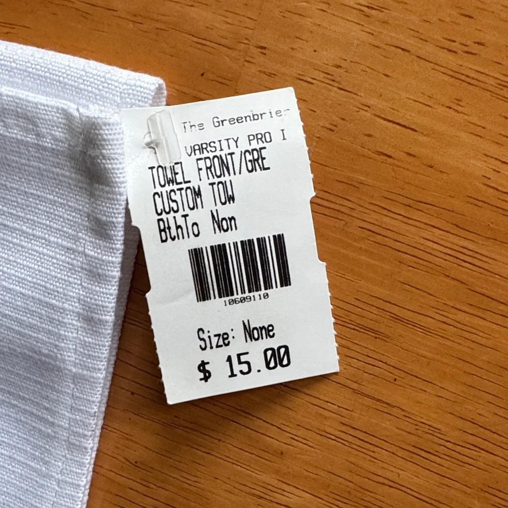 NEW The Greenbrier Resort White Kitchen Towel